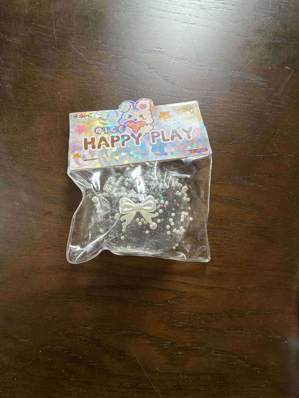 Happy Play Taba Squishy Fidget Toy Clear Bow Pearl